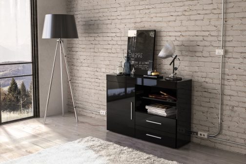 edgeware-solid-colour-1-door-2-drawer-sideboard-black