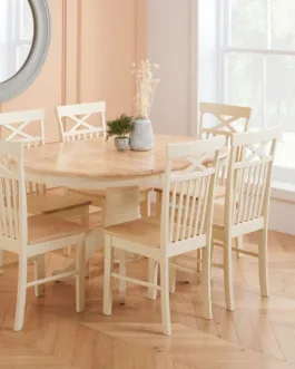 Chatsworth Round Extending Dining Table With 6 Chairs