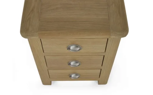 Memphis Limed Oak 3 Drawer Bedside - Image 2