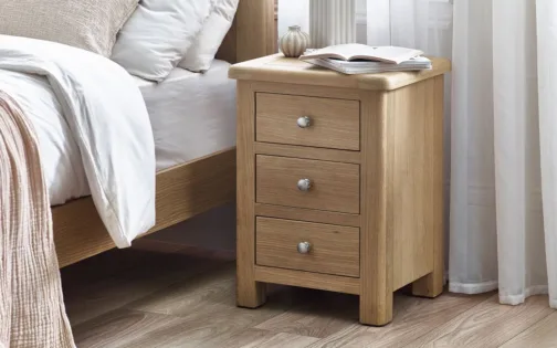 Memphis Limed Oak 3 Drawer Bedside