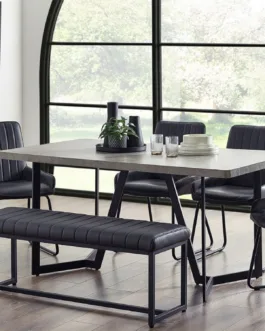 Miller Concrete Effect Dining Table, Soho Bench & 4 Soho Dining Chairs