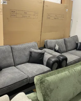 Black & Grey 3 + 2 Sofa Set