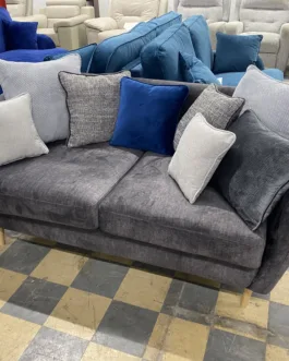 2 Seater Grey Velvet Sofa