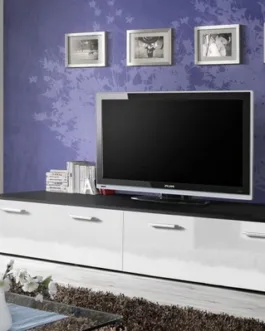 Duo TV Cabinet in Black and White Gloss